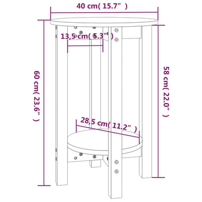 sofabord Ø 55x60 cm massivt fyrretræ sort