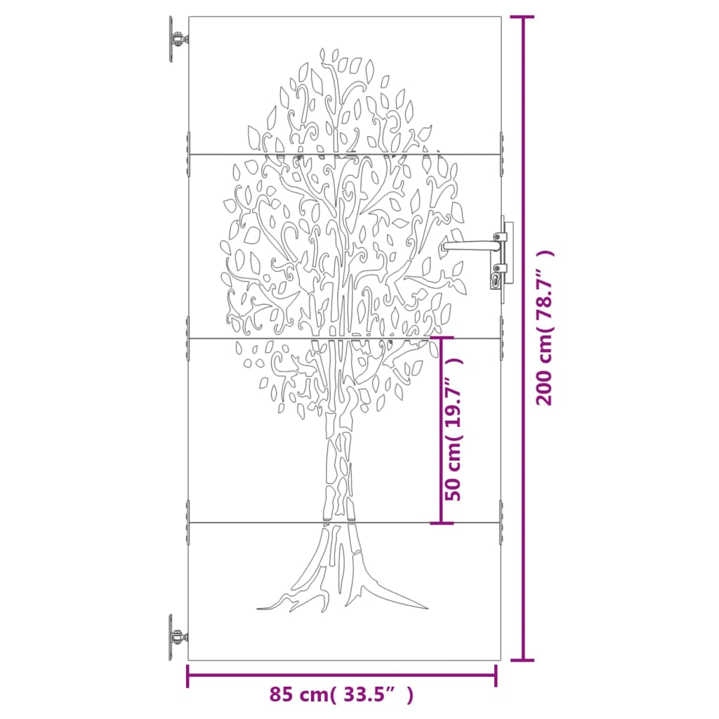 havelåge 85x200 cm cortenstål trædesign