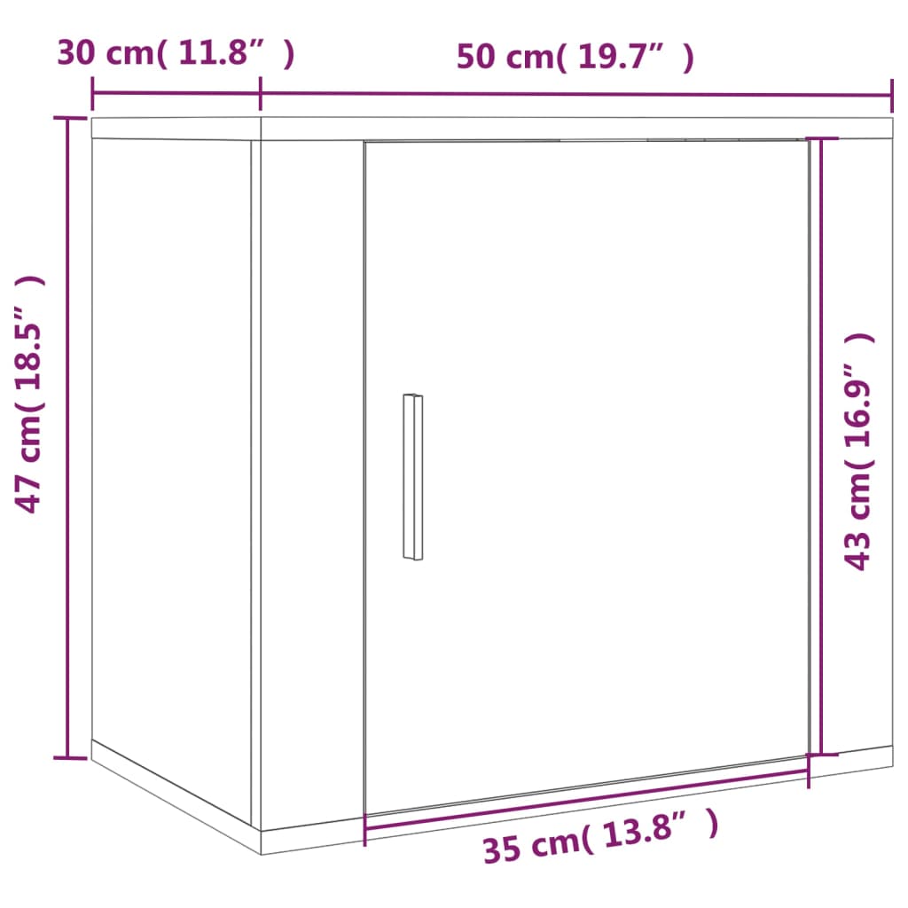 væghængt sengebord 50x30x47 cm betongrå