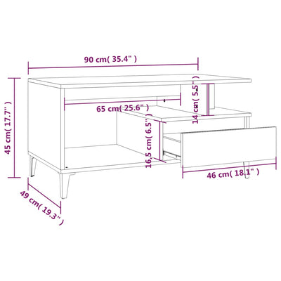 sofabord 90x49x45 cm konstrueret træ betongrå