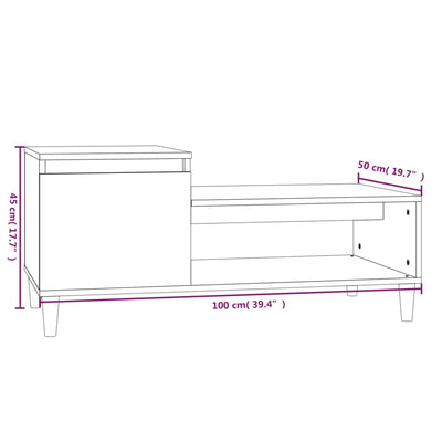 sofabord 100x50x45 cm konstrueret træ sort