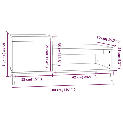 sofabord 100x50x45 cm konstrueret træ sort