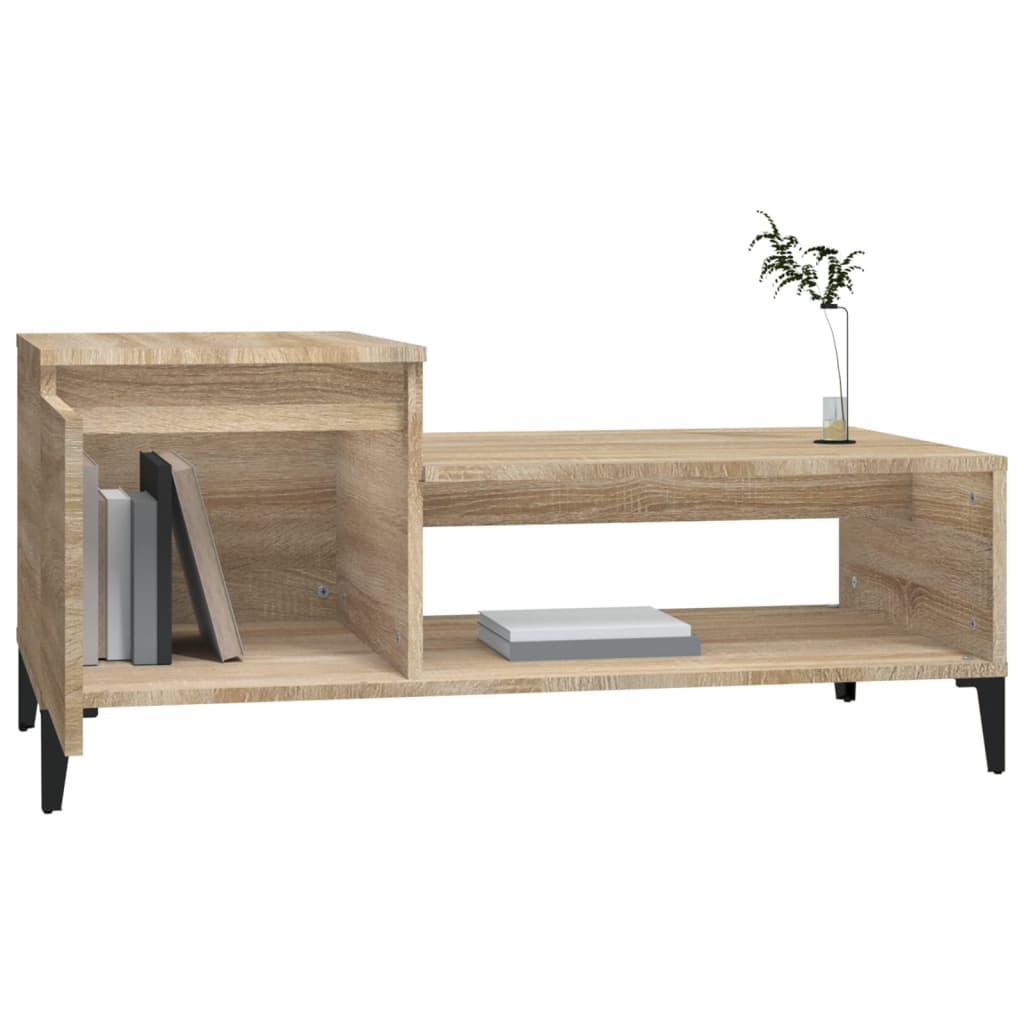 sofabord 100x50x45 cm konstrueret træ sonoma-eg