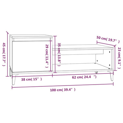 sofabord 100x50x45 cm konstrueret træ betongrå