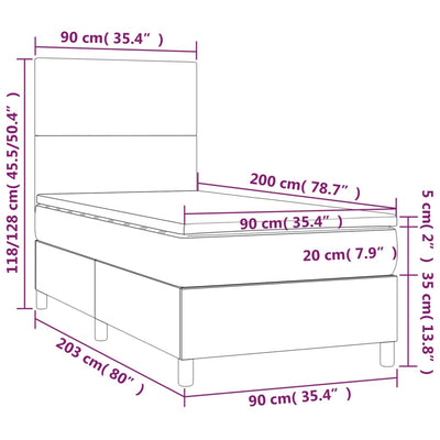 kontinentalseng med LED-lys 90x200 cm stof blå