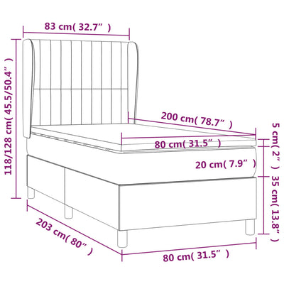 kontinentalseng med madras 80x200 cm stof cremefarvet