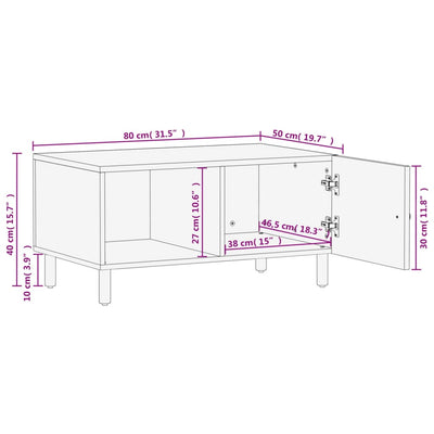 sofabord 80x50x40 cm massivt mangotræ sort