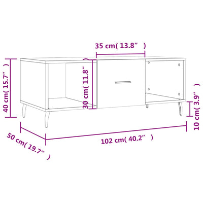 sofabord 102x50x40 cm konstrueret træ sort