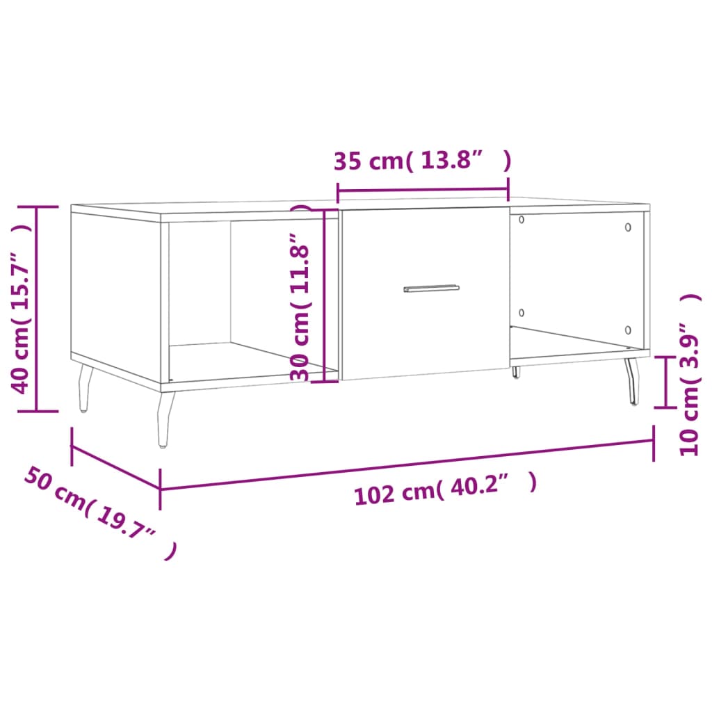 sofabord 102x50x40 cm konstrueret træ betongrå