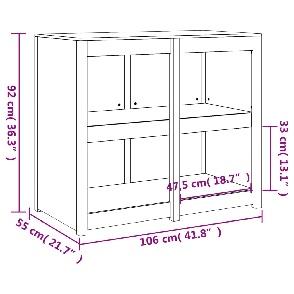 udendørs køkkenskab 106x55x92 cm massivt fyrretræ hvid