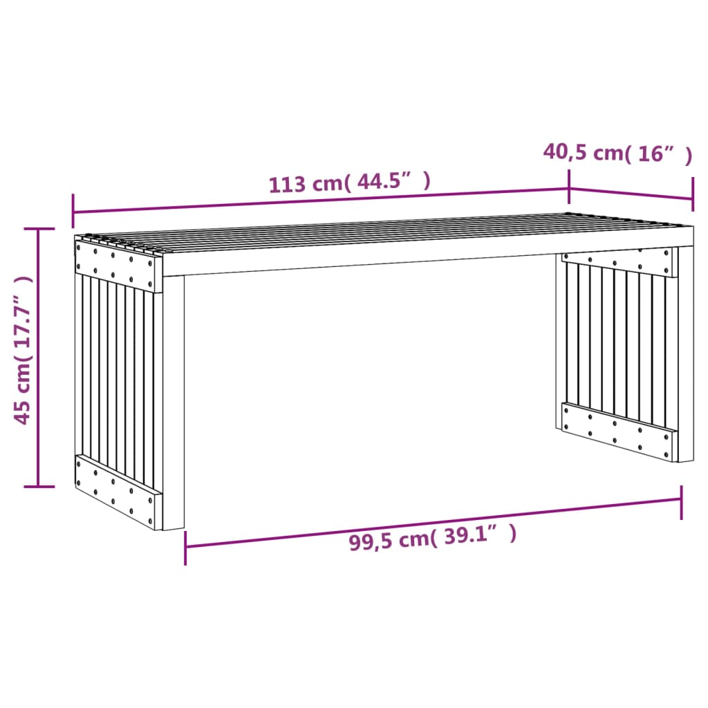 havebænk 212,5x40,5x45 cm udvideligt design massivt fyr hvid