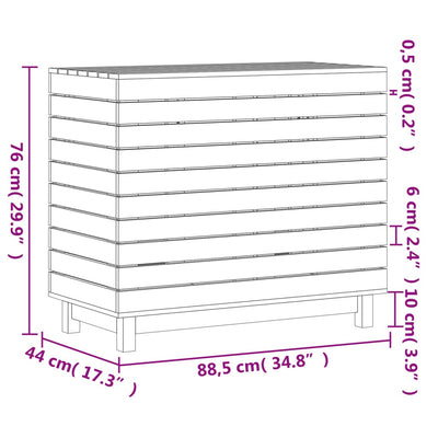 vasketøjskurv 88,5x44x76 cm massivt fyrretræ