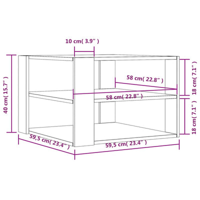 sofabord 59,5x59,5x40 cm konstrueret træ røget egetræsfarve