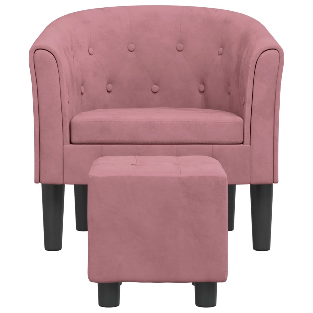 lænestol med fodskammel velour pink