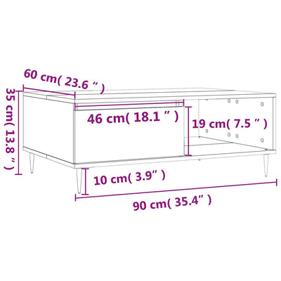 sofabord 90x60x35 cm konstrueret træ hvid højglans