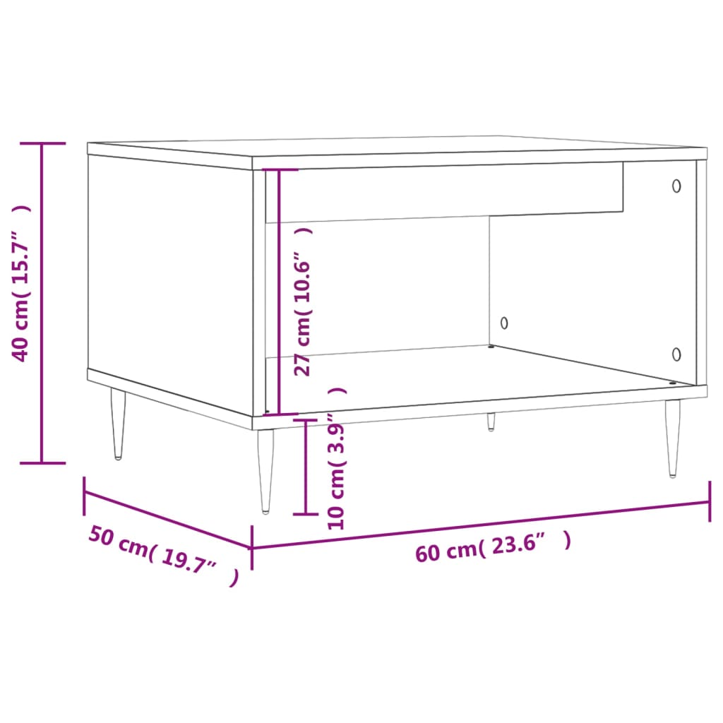 sofabord 60x50x40 cm konstrueret træ betongrå