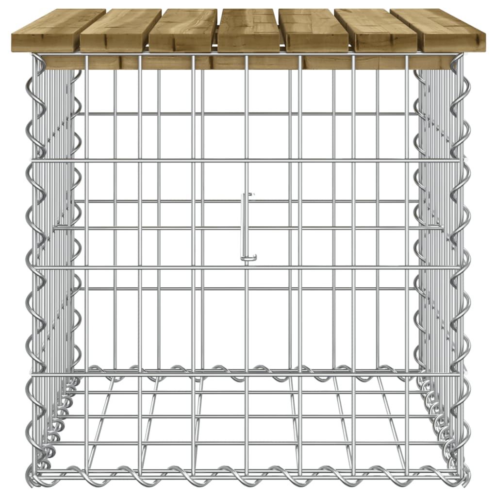 havebænk med gabiondesign 43x44x42 cm imprægneret fyrretræ