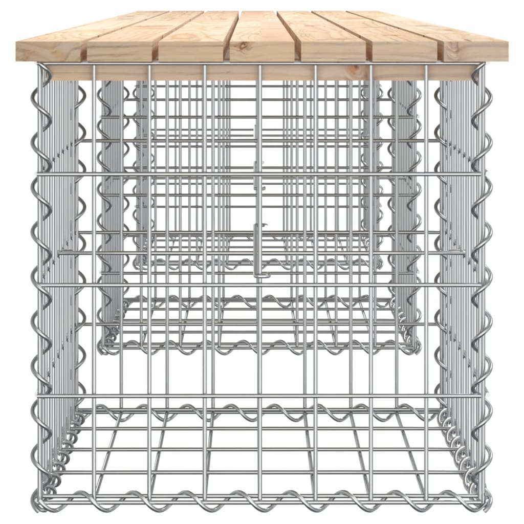 havebænk med gabiondesign 203x44x42 cm massivt fyrretræ