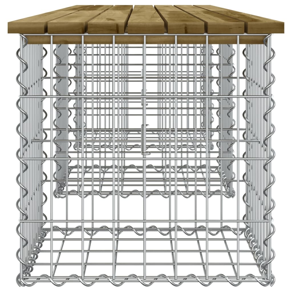 havebænk med gabiondesign 203x44x42 cm imprægneret fyrretræ