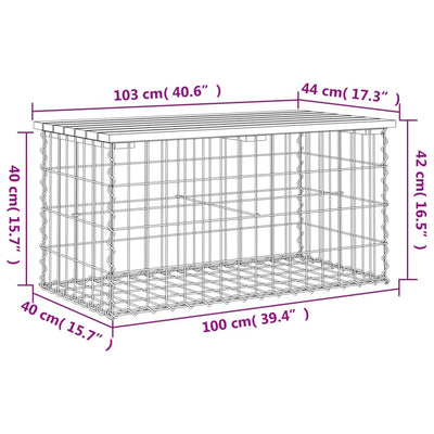 havebænk med gabiondesign 103x44x42 cm massivt fyrretræ