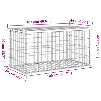 havebænk med gabiondesign 103x44x42 cm imprægneret fyrretræ