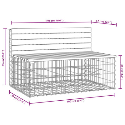 havebænk med gabiondesign 103x70x65 cm massivt fyrretræ