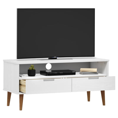 tv-skab MOLDE 106x40x49 cm massivt fyrretræ hvid