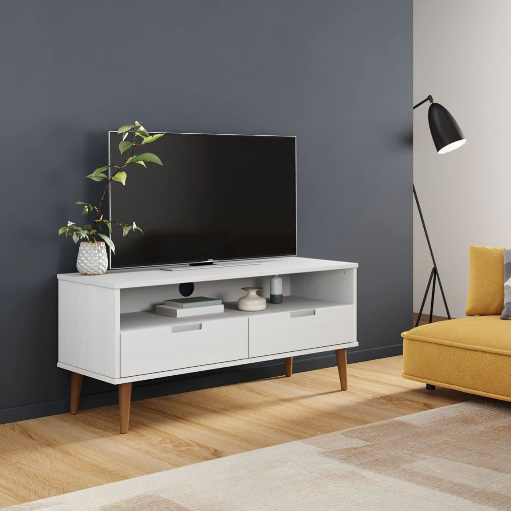 tv-skab MOLDE 106x40x49 cm massivt fyrretræ hvid