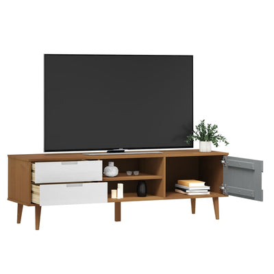 tv-skab MOLDE 158x40x49 cm massivt fyrretræ brun