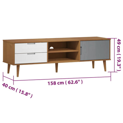 tv-skab MOLDE 158x40x49 cm massivt fyrretræ brun