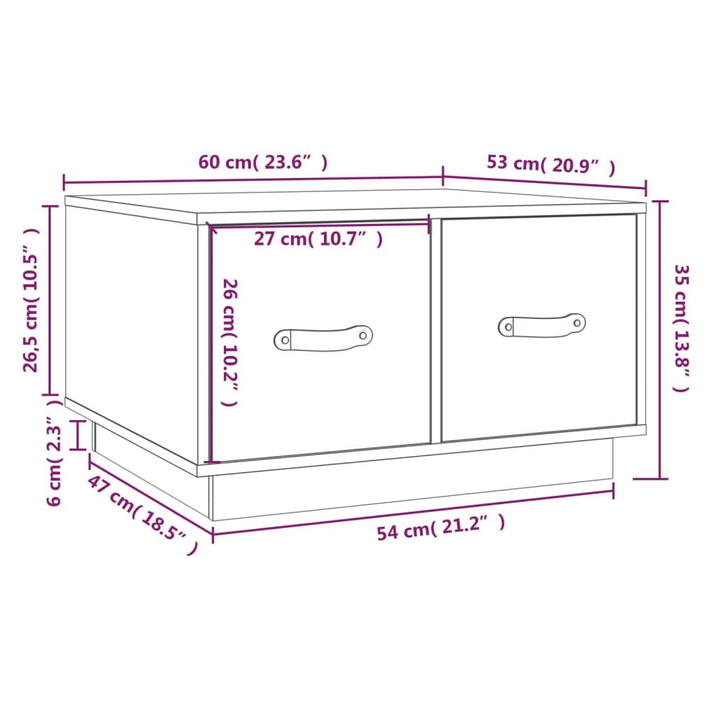 sofabord 60x53x35 cm massivt fyrretræ