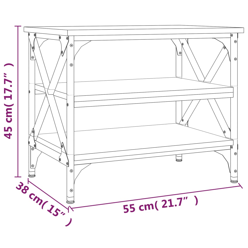 sidebord 55x38x45 cm konstrueret træ sonoma-eg