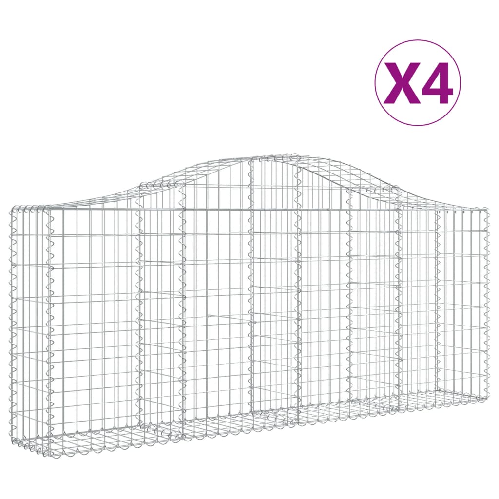 buede gabionkurve 4 stk. 200x30x80/100 cm galvaniseret jern