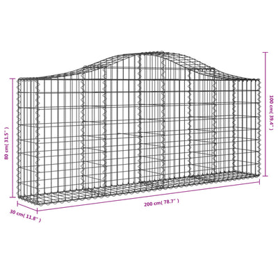 buede gabionkurve 5 stk. 200x30x80/100 cm galvaniseret jern