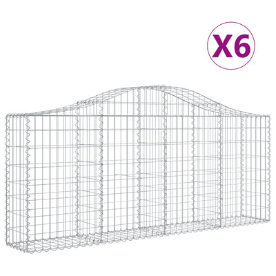 buede gabionkurve 6 stk. 200x30x80/100 cm galvaniseret jern