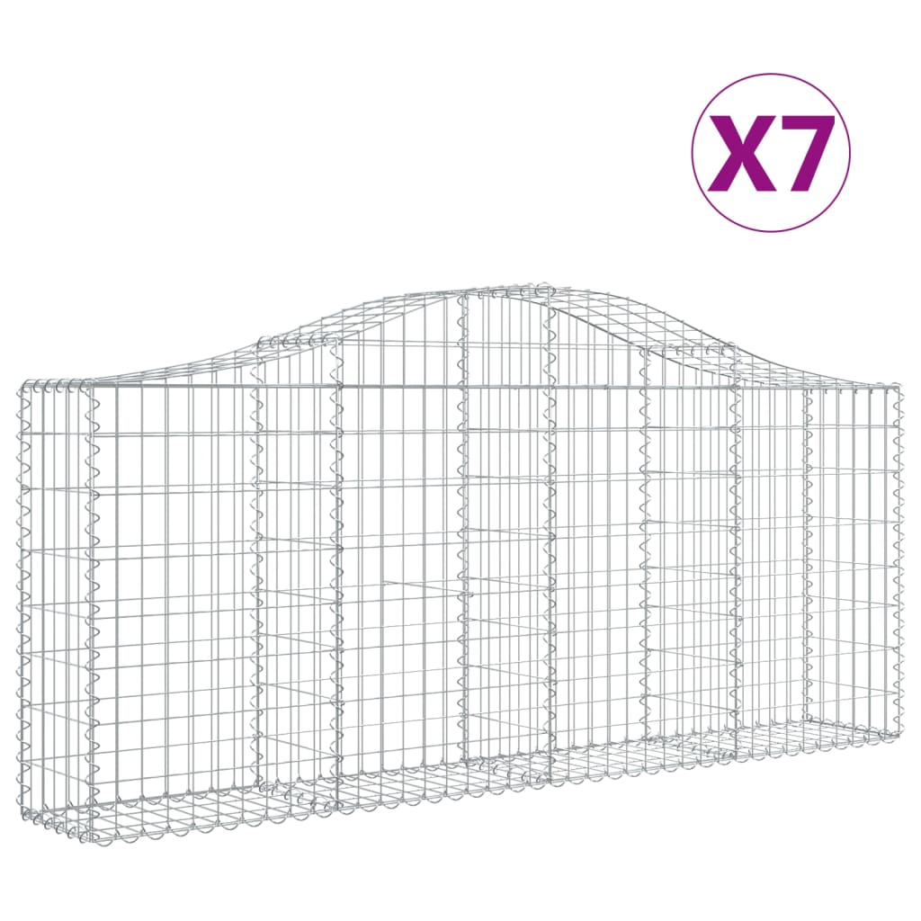 buede gabionkurve 7 stk. 200x30x80/100 cm galvaniseret jern