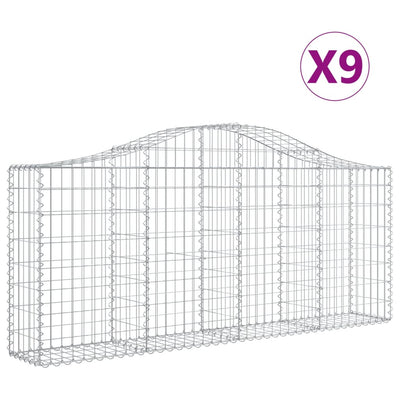 buede gabionkurve 9 stk. 200x30x80/100 cm galvaniseret jern