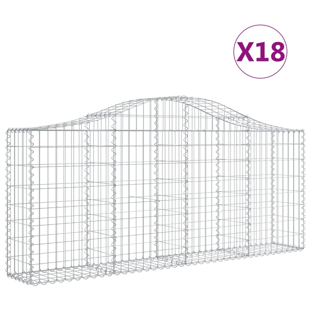 buede gabionkurve 18 stk. 200x30x80/100 cm galvaniseret jern