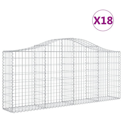 buede gabionkurve 18 stk. 200x30x80/100 cm galvaniseret jern