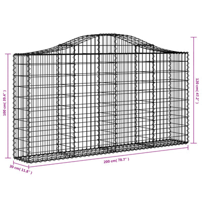 buede gabionkurve 4 stk. 200x30x100/120 cm galvaniseret jern