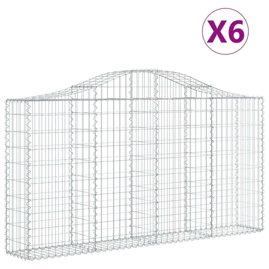 buede gabionkurve 6 stk. 200x30x100/120 cm galvaniseret jern