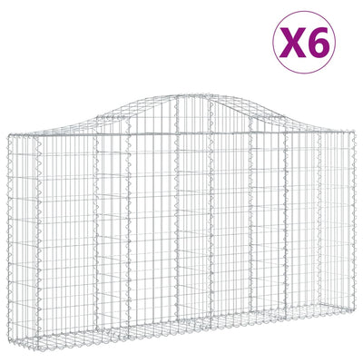 buede gabionkurve 6 stk. 200x30x100/120 cm galvaniseret jern