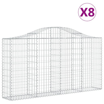 buede gabionkurve 8 stk. 200x30x100/120 cm galvaniseret jern