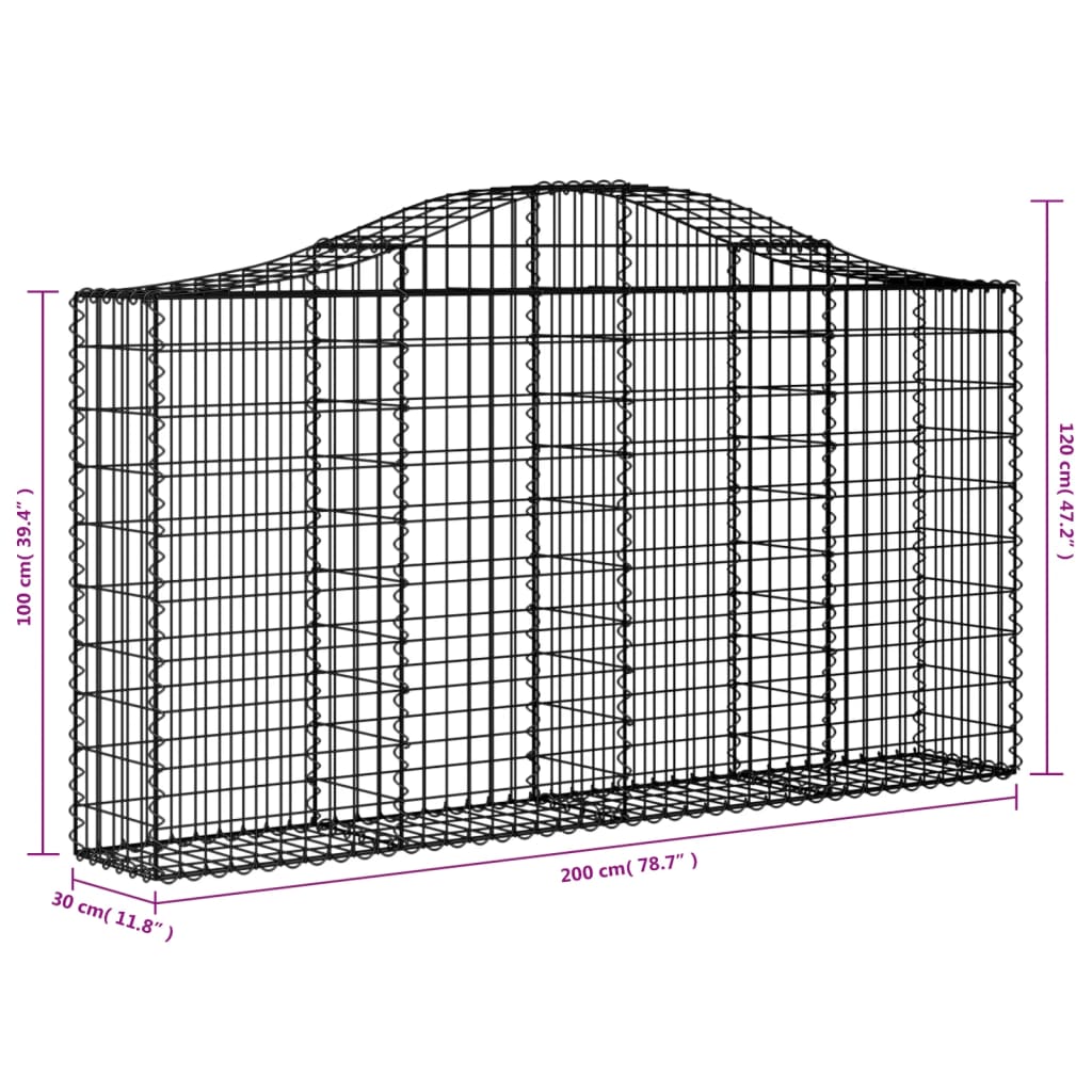 buede gabionkurve 9 stk. 200x30x100/120 cm galvaniseret jern