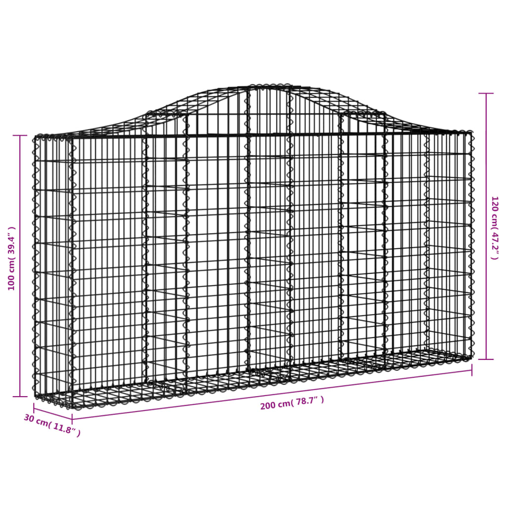 buede gabionkurve 13 stk. 200x30x100/120 cm galvaniseret jern