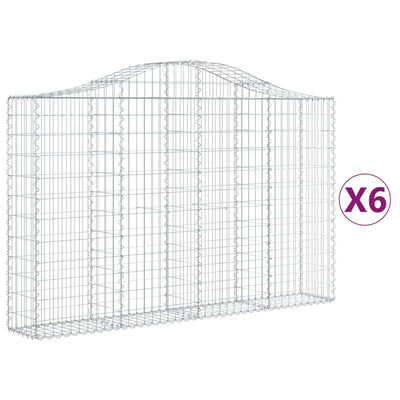 buede gabionkurve 6 stk. 200x30x120/140 cm galvaniseret jern