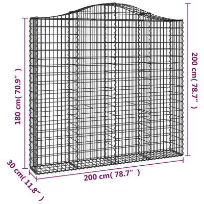 buede gabionkurve 2 stk. 200x30x180/200 cm galvaniseret jern