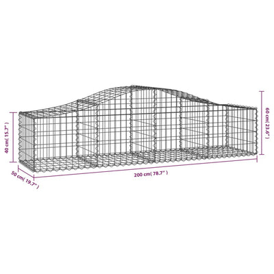 buede gabionkurve 3 stk. 200x50x40/60 cm galvaniseret jern