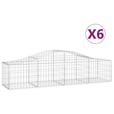 buede gabionkurve 6 stk. 200x50x40/60 cm galvaniseret jern