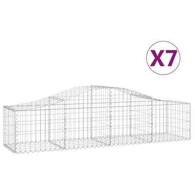 buede gabionkurve 7 stk. 200x50x40/60 cm galvaniseret jern